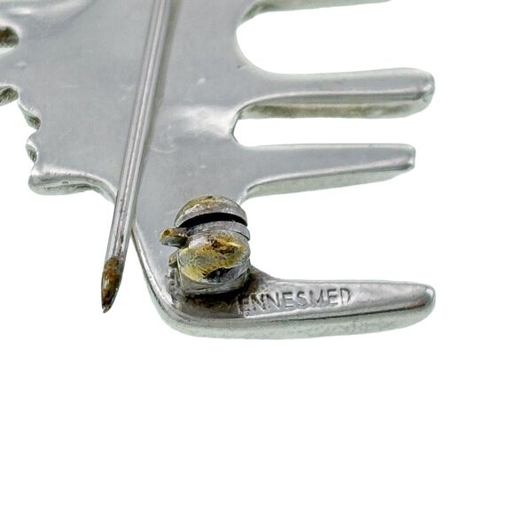 Vintage R Tennesmed Sterling Silver Moose Family Herd Bull Cow Calf Pin Brooch - Picture 5 of 6